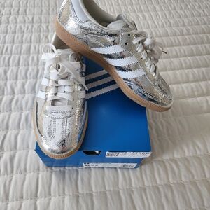 Adidas Silver and White Samba